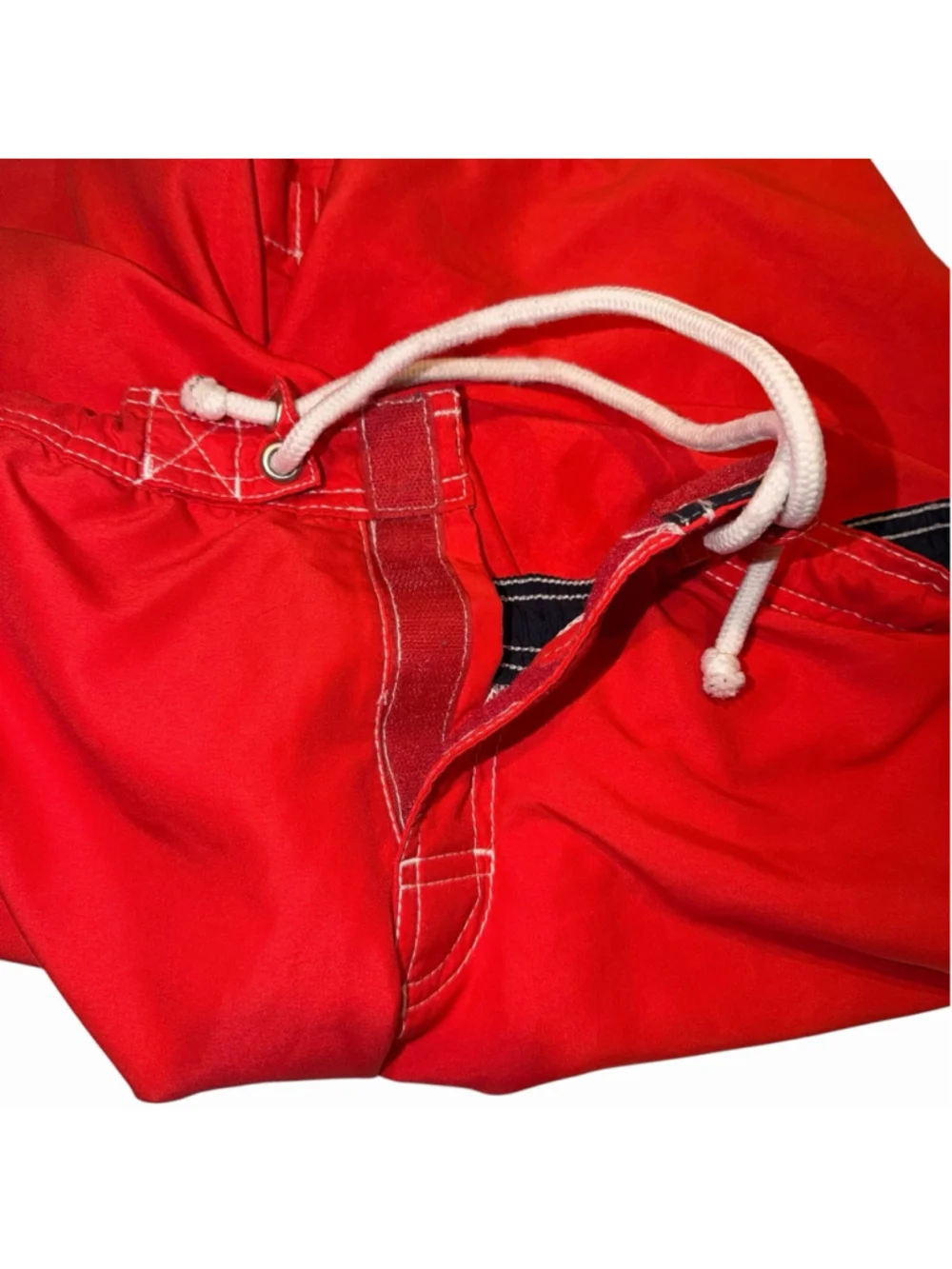 Merona Board Shorts Mens Size Medium Red Cargo Pocket Swim Trunks FLAW Read